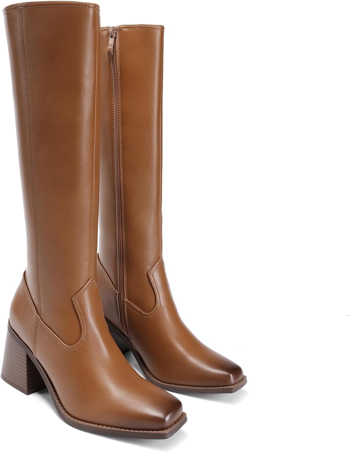 image:imageDREAM PAIRS Womens Knee High Block Heel Tall BootsBrown