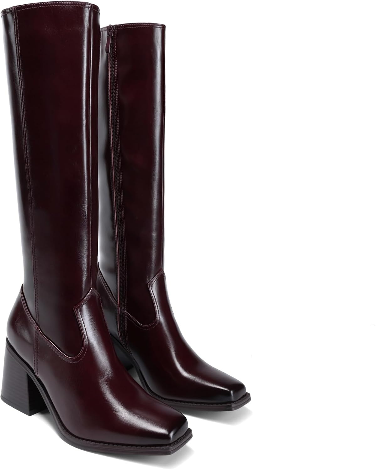 image:imageDREAM PAIRS Womens Knee High Block Heel Tall BootsBurgundy