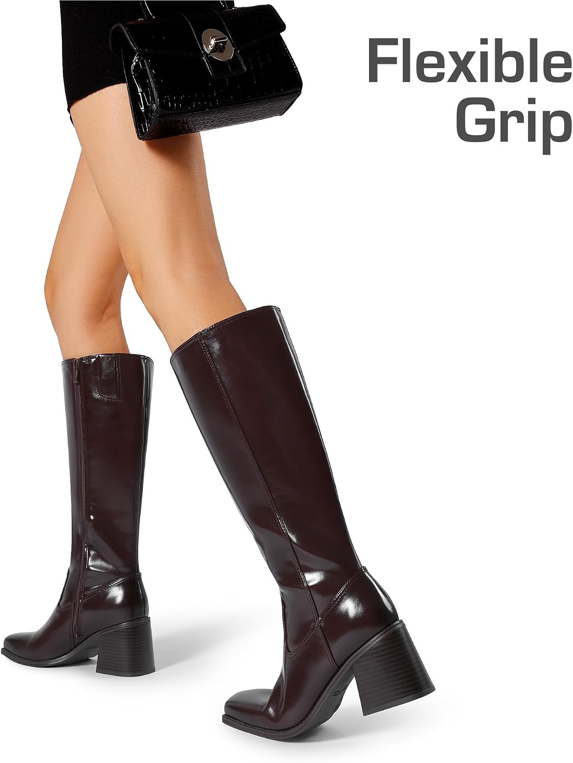 image:imageDREAM PAIRS Womens Knee High Block Heel Tall BootsBurgundy