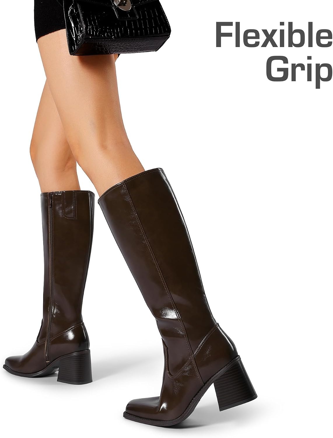 image:imageDREAM PAIRS Womens Knee High Block Heel Tall BootsDark Brown