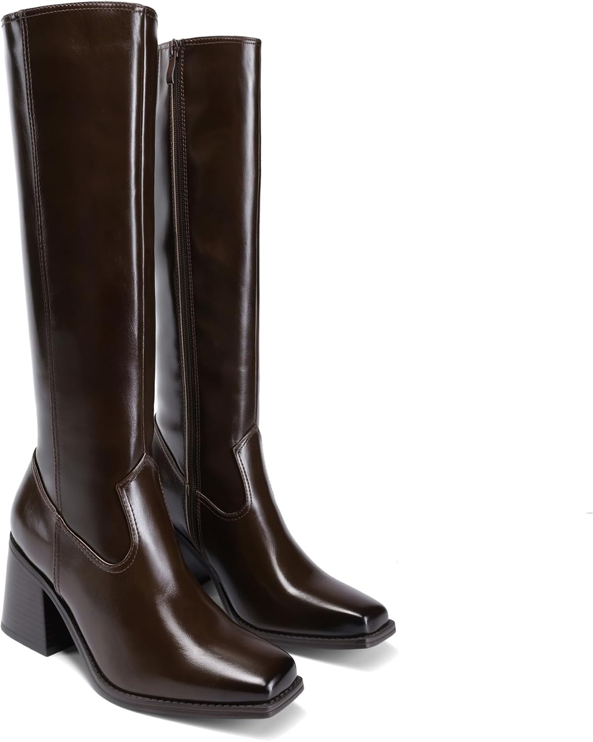 image:imageDREAM PAIRS Womens Knee High Block Heel Tall BootsDark Brown