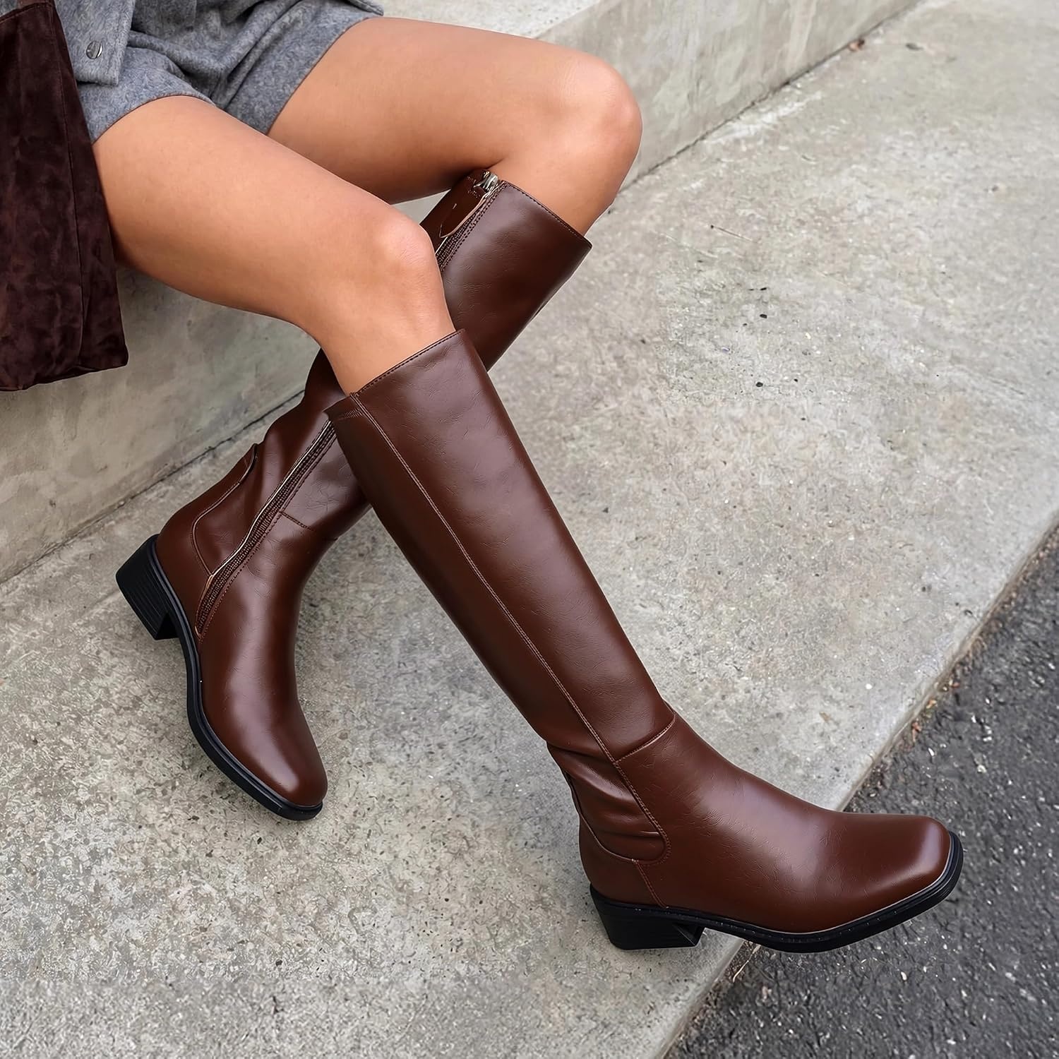 image:imageDREAM PAIRS Womens Knee High Riding Tall BootsBrown