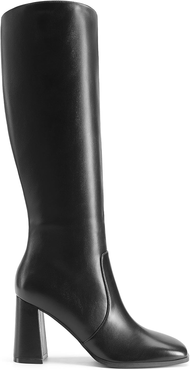 image:imageDREAM PAIRS Womens Knee High Square Toe Heel BootsBlack