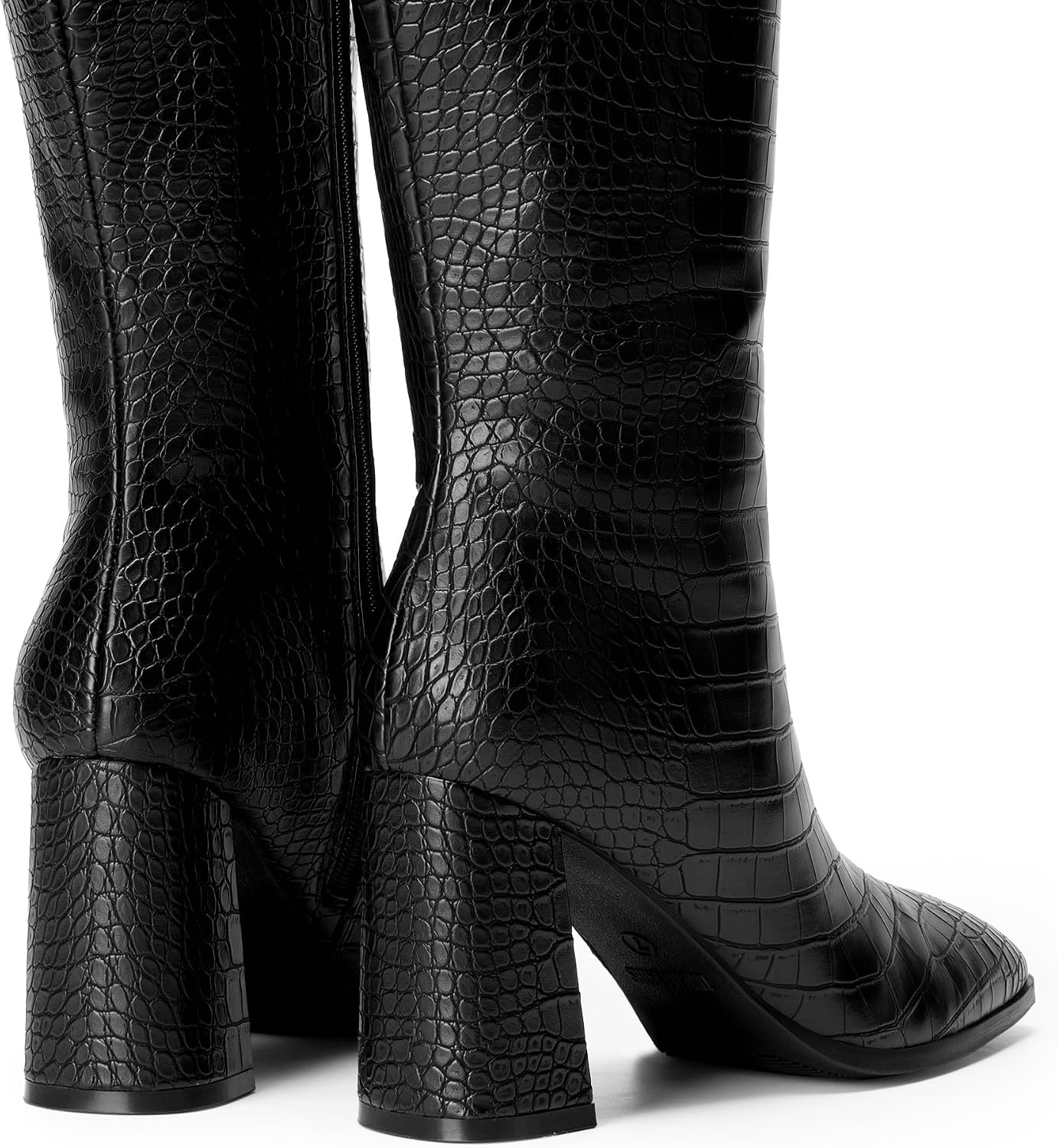 image:imageDREAM PAIRS Womens Knee High Square Toe Heel BootsBlackcroco