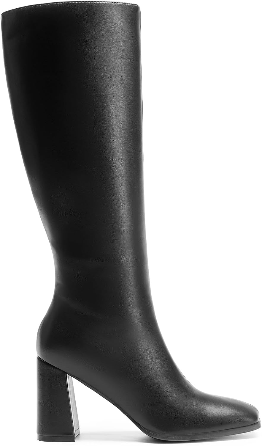 image:imageDREAM PAIRS Womens Knee High Square Toe Heel BootsBlackpu