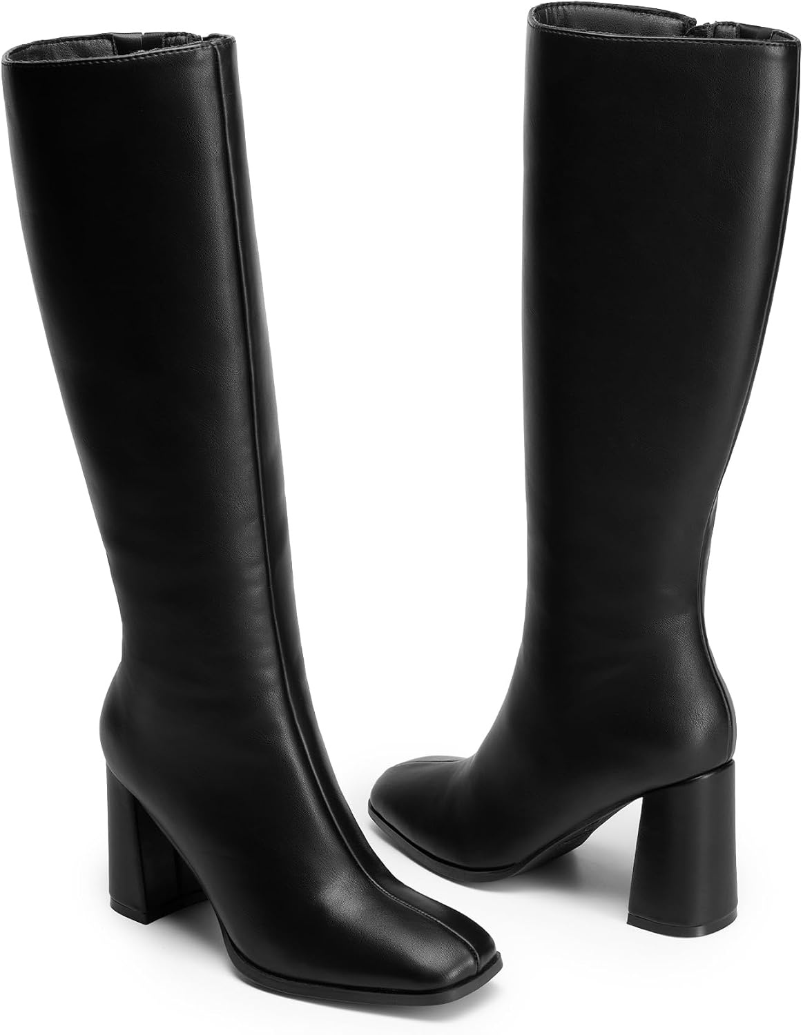 image:imageDREAM PAIRS Womens Knee High Square Toe Heel BootsBlackpu