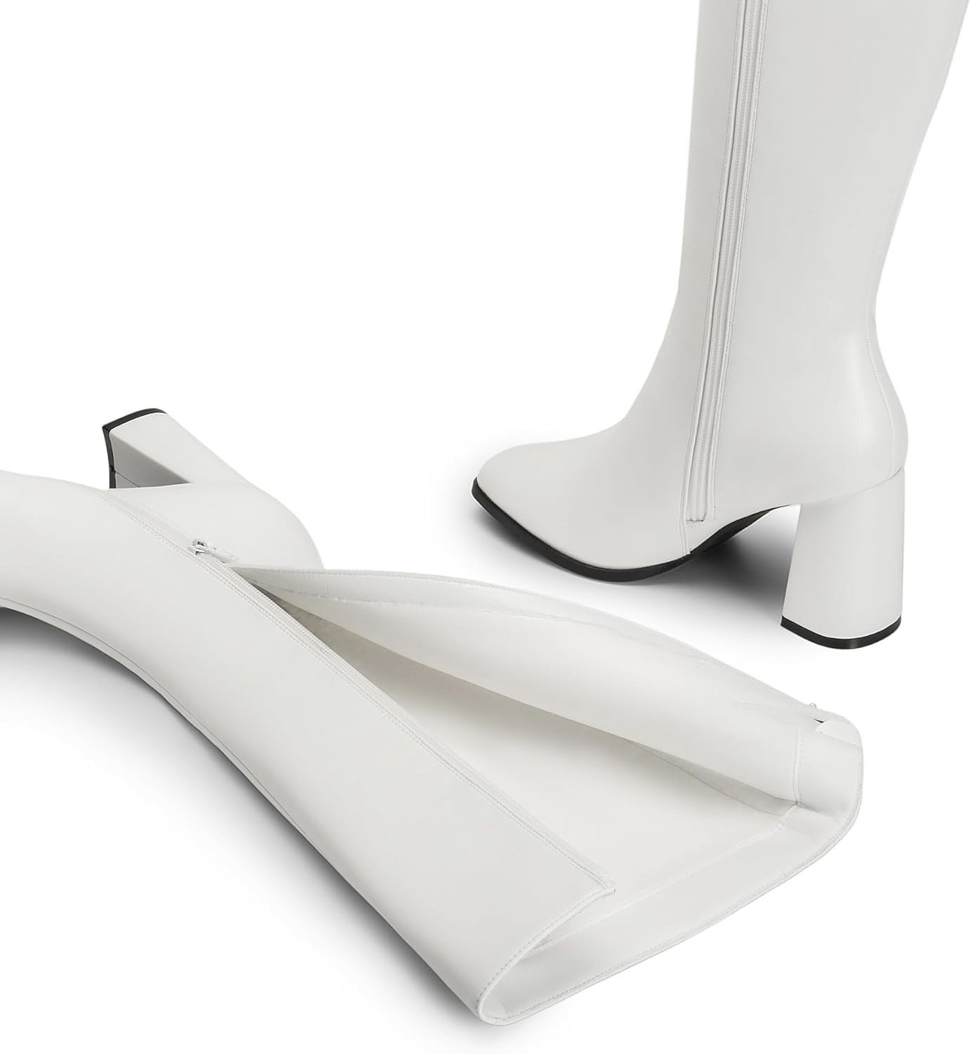 image:imageDREAM PAIRS Womens Knee High Square Toe Heel BootsWhitepu