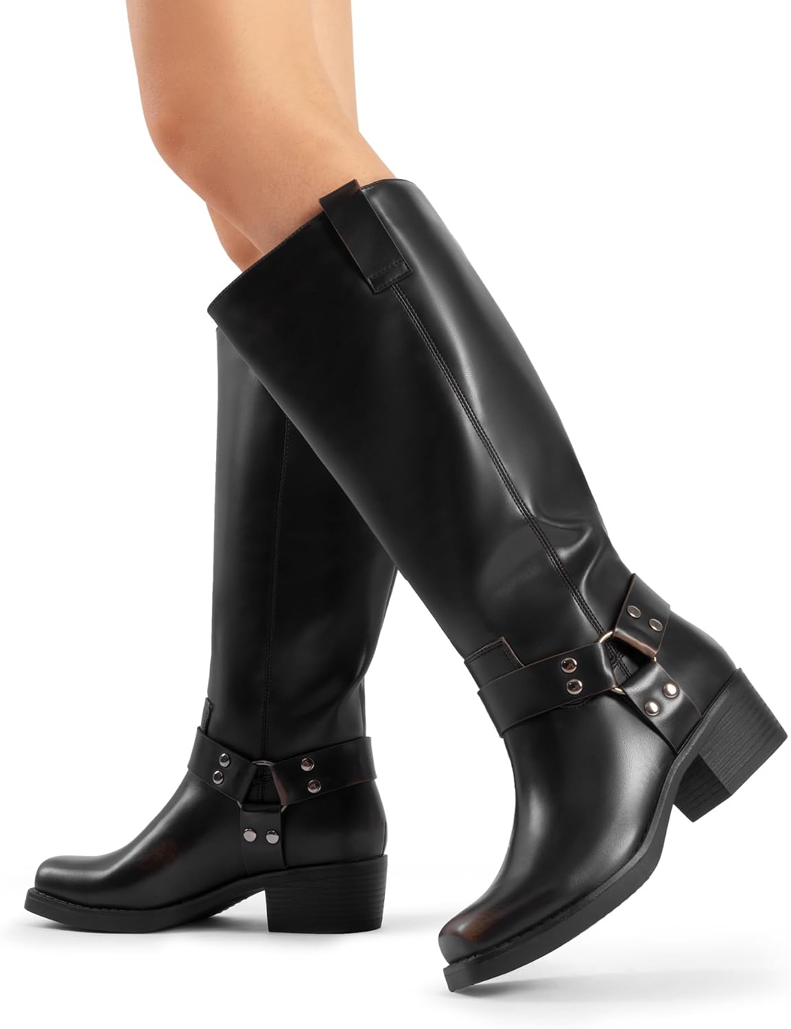 image:imageDREAM PAIRS Womens Motorcycle Knee High BootsBlackBrown