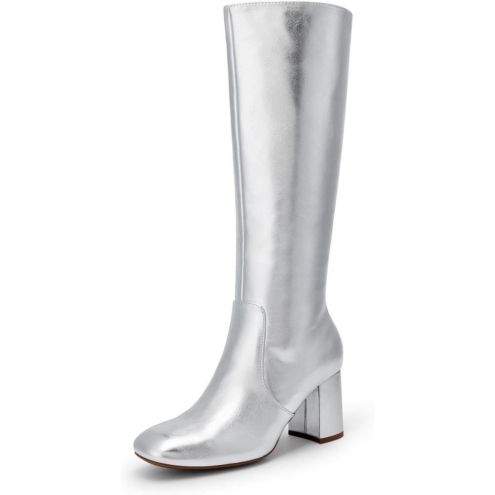 image:imageDREAM PAIRS Womens Gogo Boots Square Toe Knee High BootsSilver