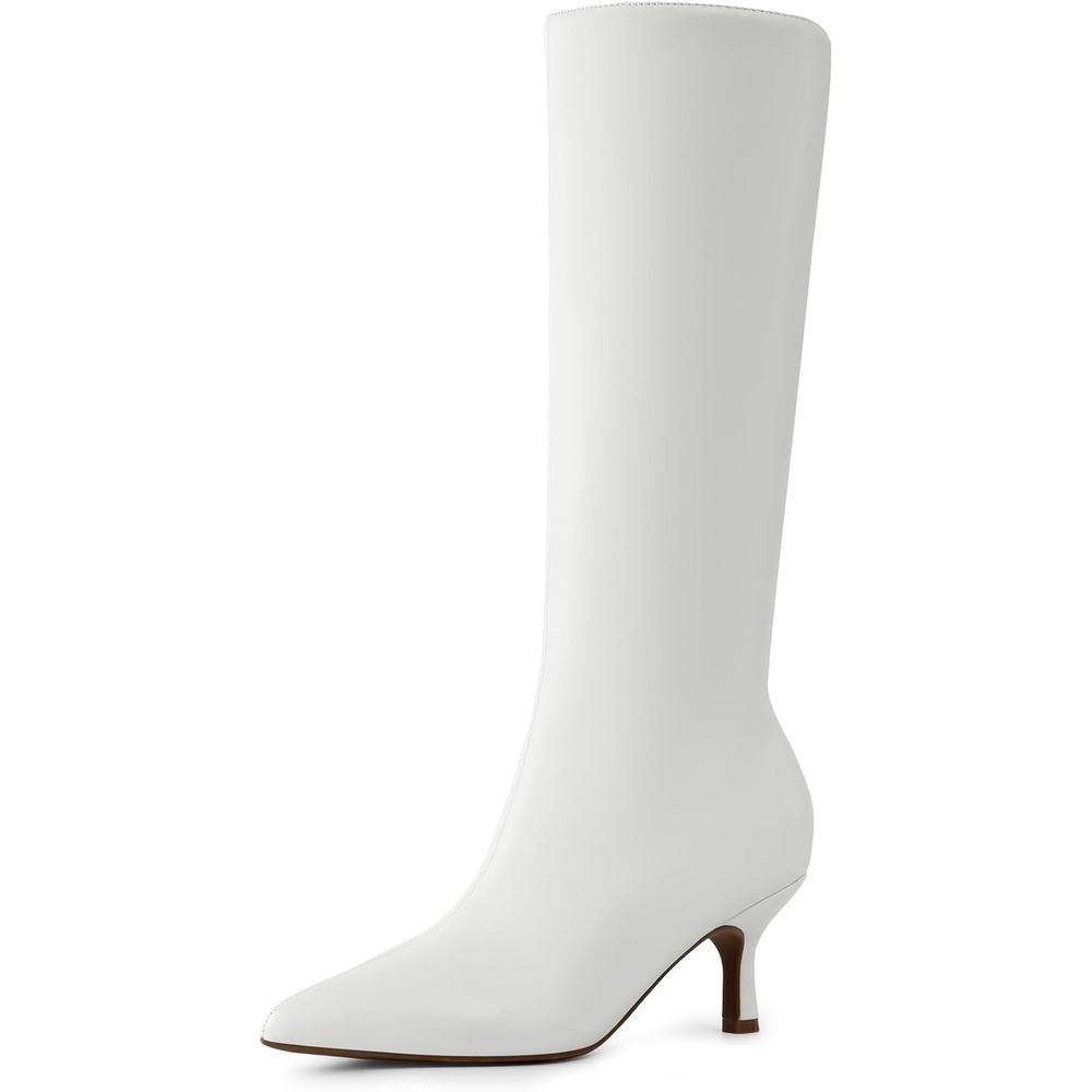 image:imageDREAM PAIRS Womens Kitten Heel Knee High BootsWhite