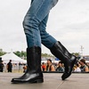 Bruno Marc Cowboy Boots for Men, Slip on Western Boots with Chic Embroidered Durable Short Retro Country Square Toe Boot(All Black)