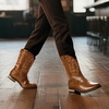 Bruno Marc Cowboy Boots for Men, Slip on Western Boots with Chic Embroidered Durable Short Retro Country Square Toe Boot(Brown)
