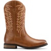 Bruno Marc Cowboy Boots for Men, Slip on Western Boots with Chic Embroidered Durable Short Retro Country Square Toe Boot(Brown)