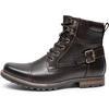 Bruno Marc Men’s Motorcycle Combat Boots(Dark Brown)