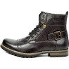 Bruno Marc Men’s Motorcycle Combat Boots(Pu Dark Brown)