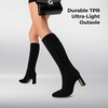 DREAM PAIRS Chunky Heel Knee High Faux Leather Boots(Black-suede)