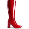 DREAM PAIRS Women’s Gogo Boots Square Toe Knee High Boots(Red)