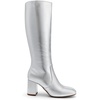 DREAM PAIRS Women’s Gogo Boots Square Toe Knee High Boots(Silver)