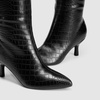 DREAM PAIRS Women’s Kitten Heel Knee High Boots(Black-croco)