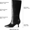 DREAM PAIRS Women’s Kitten Heel Knee High Boots(Black-croco)