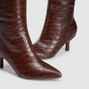 DREAM PAIRS Women’s Kitten Heel Knee High Boots(Brown-croco)