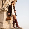 DREAM PAIRS Women’s Kitten Heel Knee High Boots(Brown-croco)