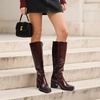 DREAM PAIRS Women’s Knee High Block Heel Tall Boots(Burgundy)