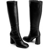 DREAM PAIRS Women’s Knee High Square Toe Heel Boots(Black-croco)
