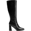 DREAM PAIRS Women’s Knee High Square Toe Heel Boots(Black-croco)