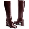 DREAM PAIRS Women’s Knee High Square Toe Heel Boots(Burgundy)
