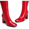 DREAM PAIRS Women’s Knee High Square Toe Heel Boots(Red-pat)