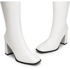 DREAM PAIRS Women’s Knee High Square Toe Heel Boots(White-pu)