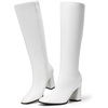 DREAM PAIRS Women’s Knee High Square Toe Heel Boots(White-pu)