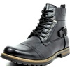 Bruno Marc Men’s Motorcycle Combat Boots(Pu Black)