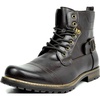 Bruno Marc Men’s Motorcycle Combat Boots(Pu Dark Brown)