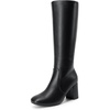 DREAM PAIRS Women’s Gogo Boots Square Toe Knee High Boots(Black)