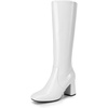 DREAM PAIRS Women’s Gogo Boots Square Toe Knee High Boots(White)