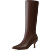 DREAM PAIRS Women’s Kitten Heel Knee High Boots(Brown-pu)