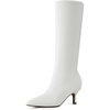 DREAM PAIRS Women’s Kitten Heel Knee High Boots(White)