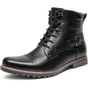 Bruno Marc Men’s Motorcycle Combat Boots(Black)