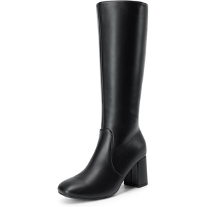 DREAM PAIRS Women’s Gogo Boots Square Toe Knee High Boots(Black)