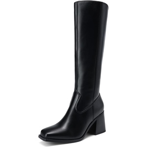 DREAM PAIRS Women’s Knee High Block Heel Tall Boots(Black)