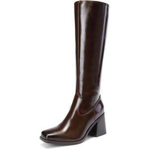 DREAM PAIRS Women’s Knee High Block Heel Tall Boots(Dark Brown)
