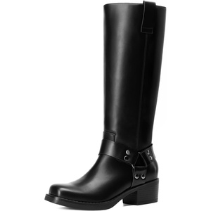 DREAM PAIRS Women’s Motorcycle Knee High Boots(Black)