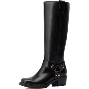 DREAM PAIRS Women’s Motorcycle Knee High Boots(Black/Brown)