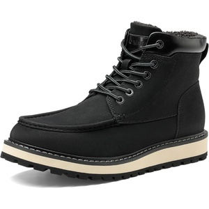 Bruno Marc Men’s Moc Toe Boot Fashion Comfort Casual Fur Lined Winter Wedge Boots Black Size 8.5, SBCH2302M