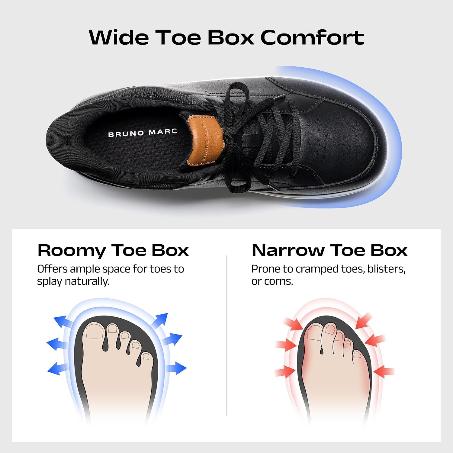 image:imageBruno Marc Mens ListoGo Casual Dress Sneakers Wide Toe ShoesBlack