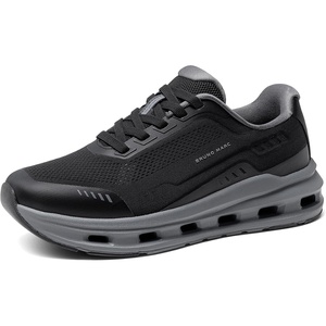 Bruno Marc Men’s Cushionix Stride Comfort Mesh Sneakers(Black/Grey)